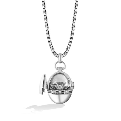 Star Wars Grogu 1/5 ct. tw. Diamond Pendant in Sterling Silver front view