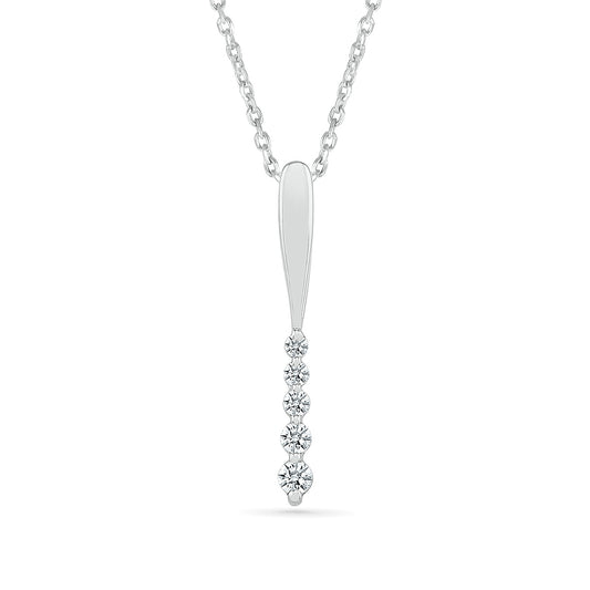 Journey Collection 1/6 ct. tw. Diamond 5-Stone Pendant in 10K White Gold