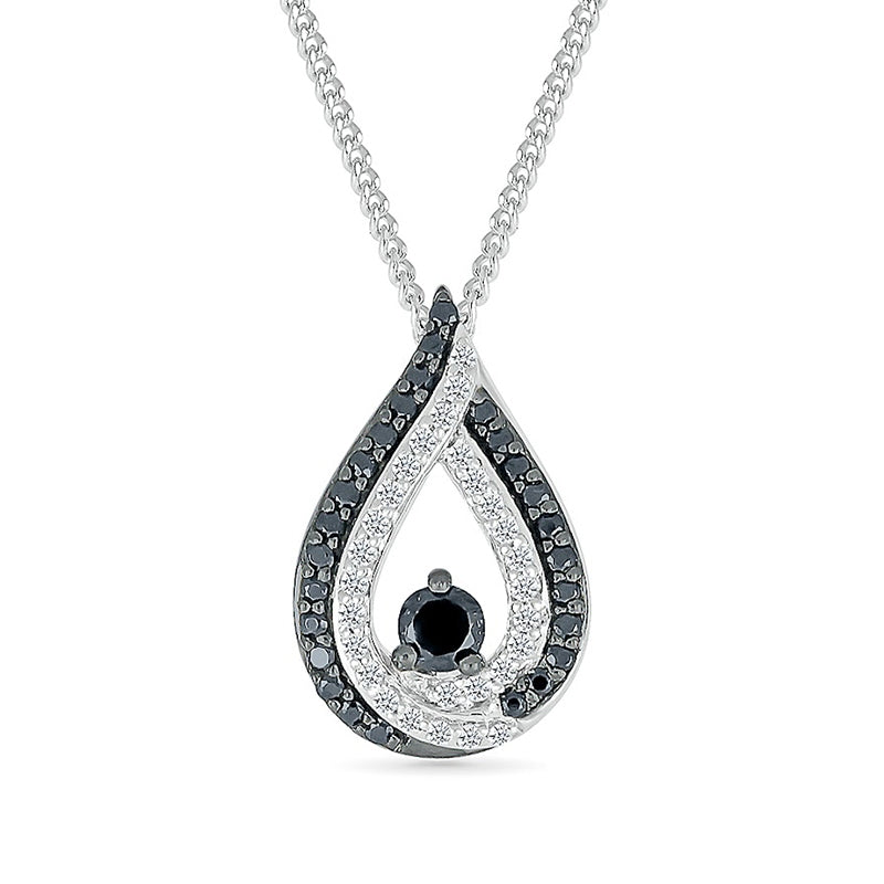 1/3 ct. tw. Black & White Diamond Teardrop Pendant in Sterling Silver