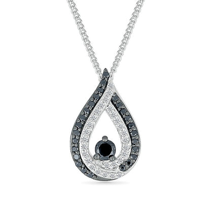 1/3 ct. tw. Black & White Diamond Teardrop Pendant in Sterling Silver