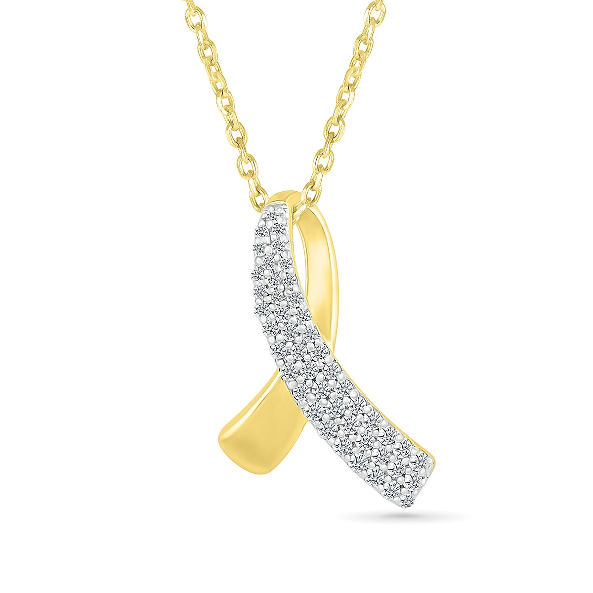 1/6 ct. tw. Diamond Pave Ribbon Pendant in 10K Yellow Gold