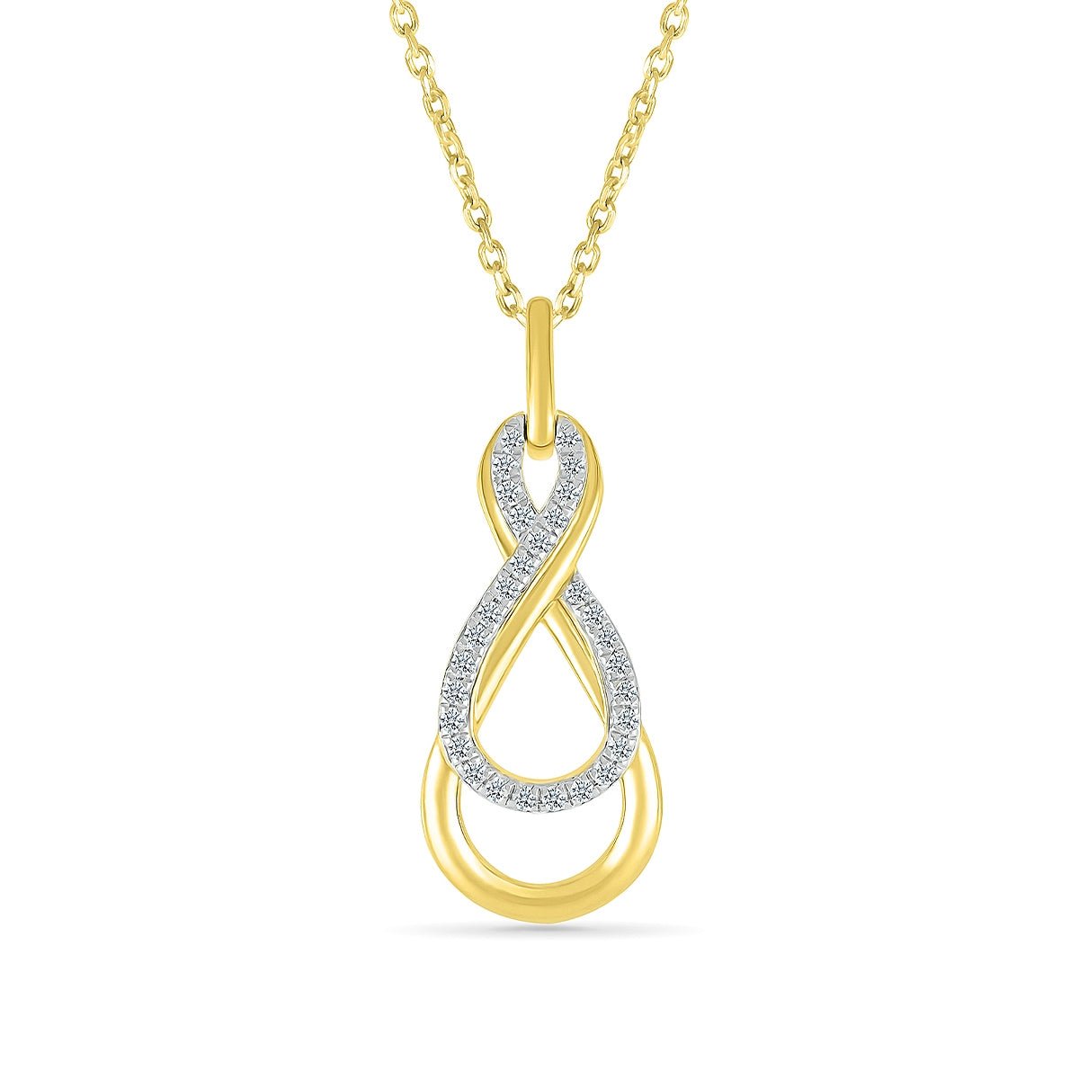 1/6 ct. tw. Diamond Double Infinity Pendant in 10K Yellow Gold