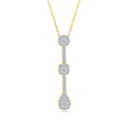Fairytale Diamonds 1/3 ct. tw. Diamond Triple Cluster Pendant in 10K Yellow Gold