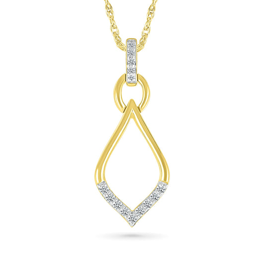 1/10 ct. tw. Diamond Pointed Teardrop Pendant in 10K Yellow Gold