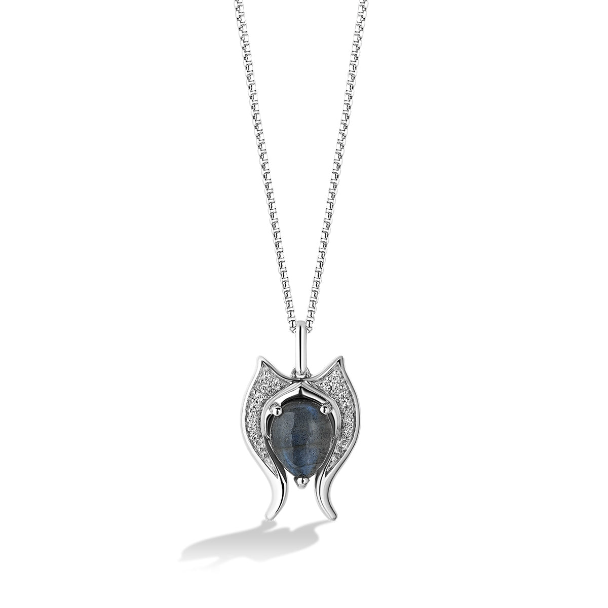 Star Wars Ahsoka Tano Blue Labradorite & Diamond Accent Pendant in Sterling Silver