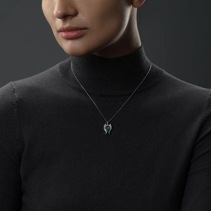 Star Wars Ahsoka Tano Blue Labradorite & Diamond Accent Pendant in Sterling Silver front view