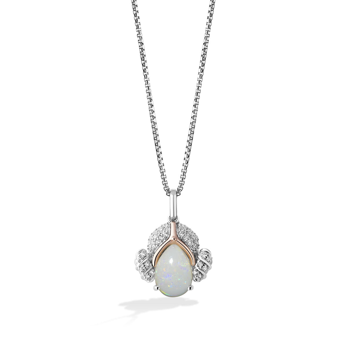 Star Wars Princess Leia Pear Opal & 1/6 ct. tw. Diamond Pendant in Sterling Silver & 10K Pink Gold