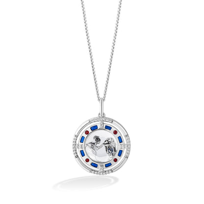 Star Wars R2-D2 White Quartz, 1/7 ct. tw. Diamond, & Garnet Pendant in Sterling Silver