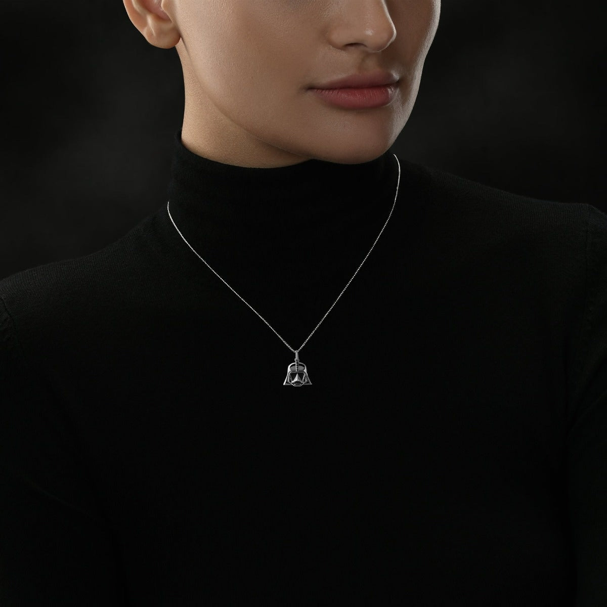 Star Wars Darth Vader 1/10 ct. tw. Treated Black Diamond Pendant & Earring Set in Black Rhodium Plated Sterling full view