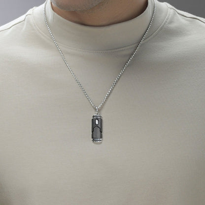 Star Wars Boba Fett Men's 1/5 ct. tw. Treated Black & White Diamond Pendant in Black Rhodium Plated Sterling front view