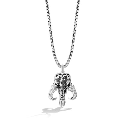 Star Wars Mandalorian Mythosaur Men's Treated Black Diamond Accent Pendant in Sterling Silver