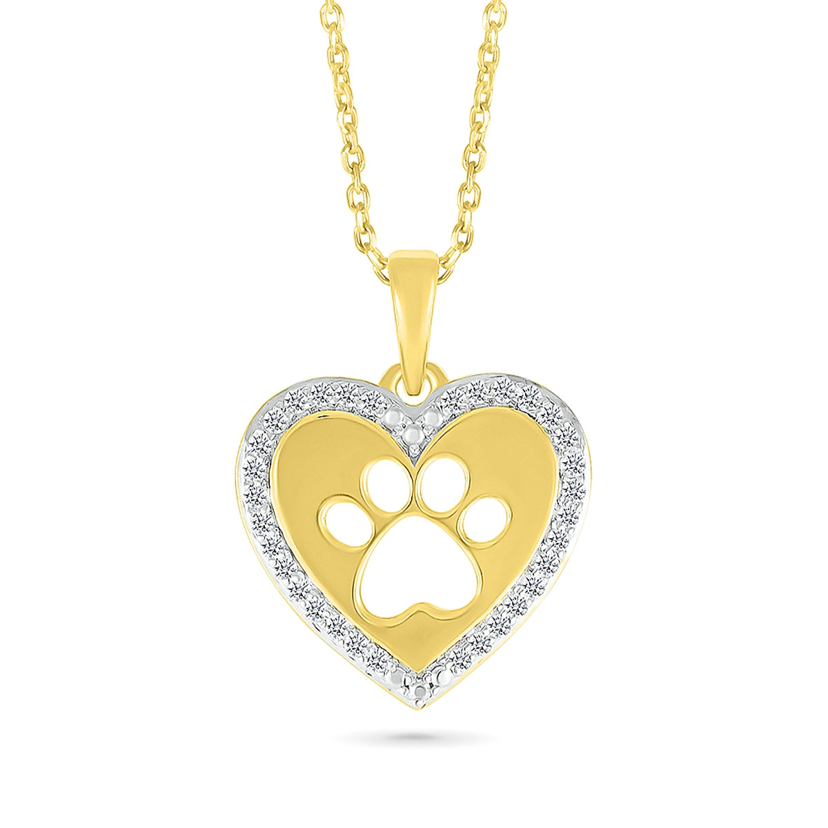 1/8 ct. tw. Diamond Heart Paw Print Pendant in 10K Yellow Gold