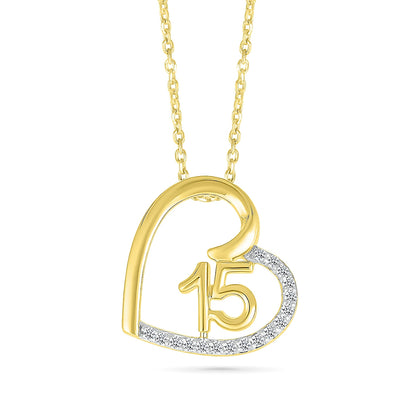 1/10 ct. tw. Diamond QuinceaÃ±era Sideways Heart Pendant in 10K Yellow Gold