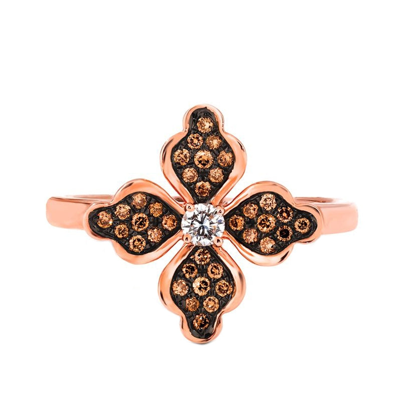 Le Vian Chocolatier 1/4 ct. tw. Vanilla & Chocolate Diamond Floral Ring in 14K Strawberry Gold