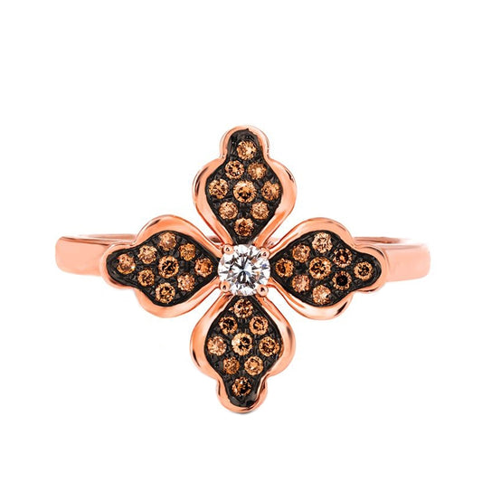 Le Vian Chocolatier 1/4 ct. tw. Vanilla & Chocolate Diamond Floral Ring in 14K Strawberry Gold