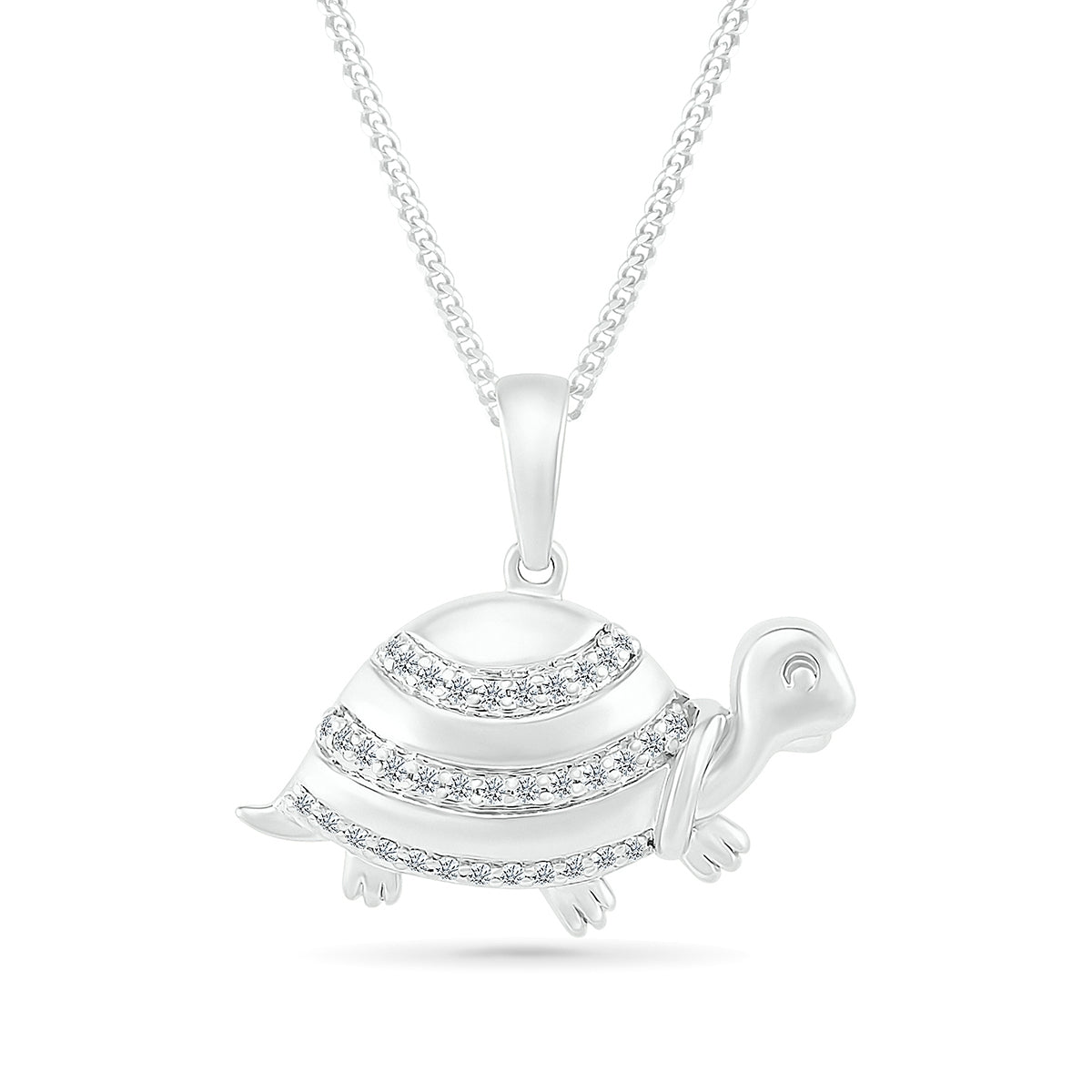 1/10 ct. tw. Diamond Turtle Pendant in Sterling Silver
