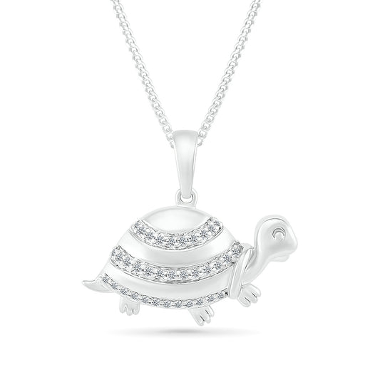 1/10 ct. tw. Diamond Turtle Pendant in Sterling Silver