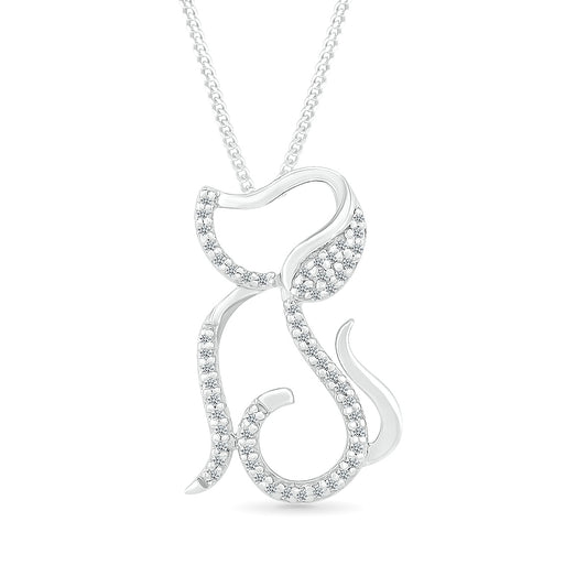 1/10 ct. tw. Diamond Dog Pendant in Sterling Silver