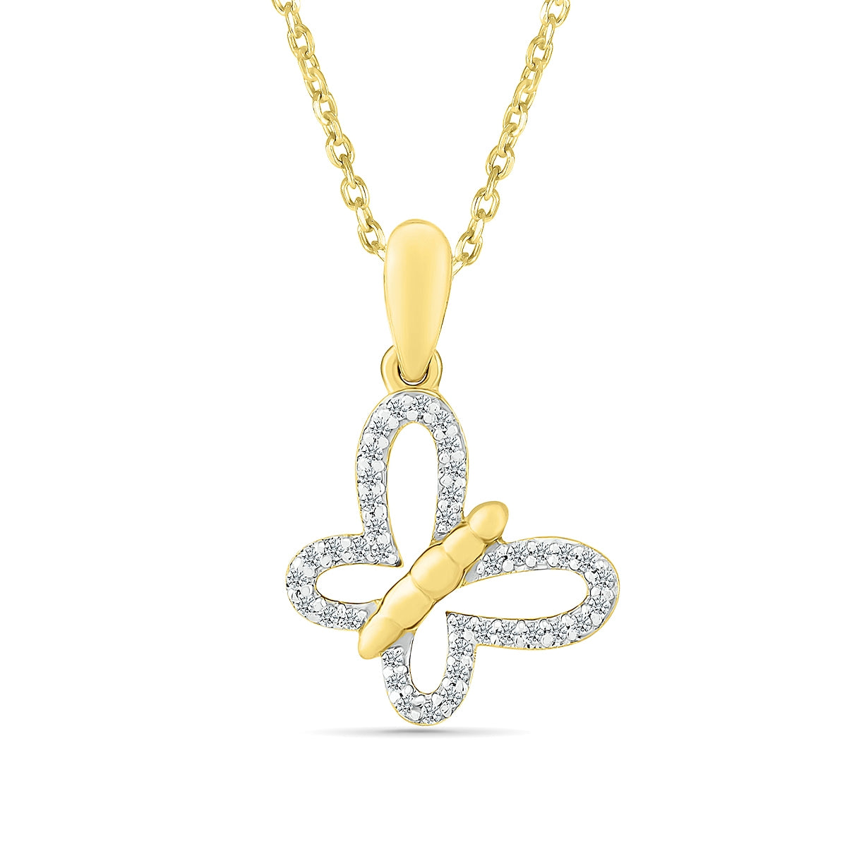 1/8 ct. tw. Diamond Petite Butterfly Pendant in 10K Yellow Gold