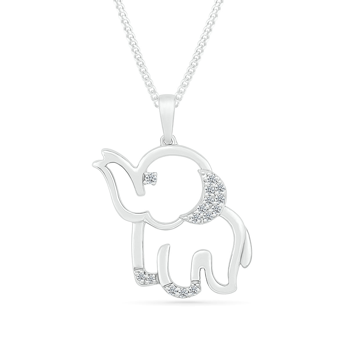 1/10 ct. tw. Diamond Elephant Pendant in Sterling Silver (2)