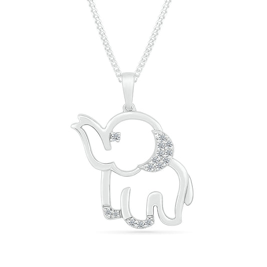 1/10 ct. tw. Diamond Elephant Pendant in Sterling Silver (2)