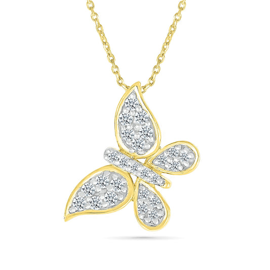 1/6 ct. tw. Diamond Petite Butterfly Pendant in 10K Yellow Gold