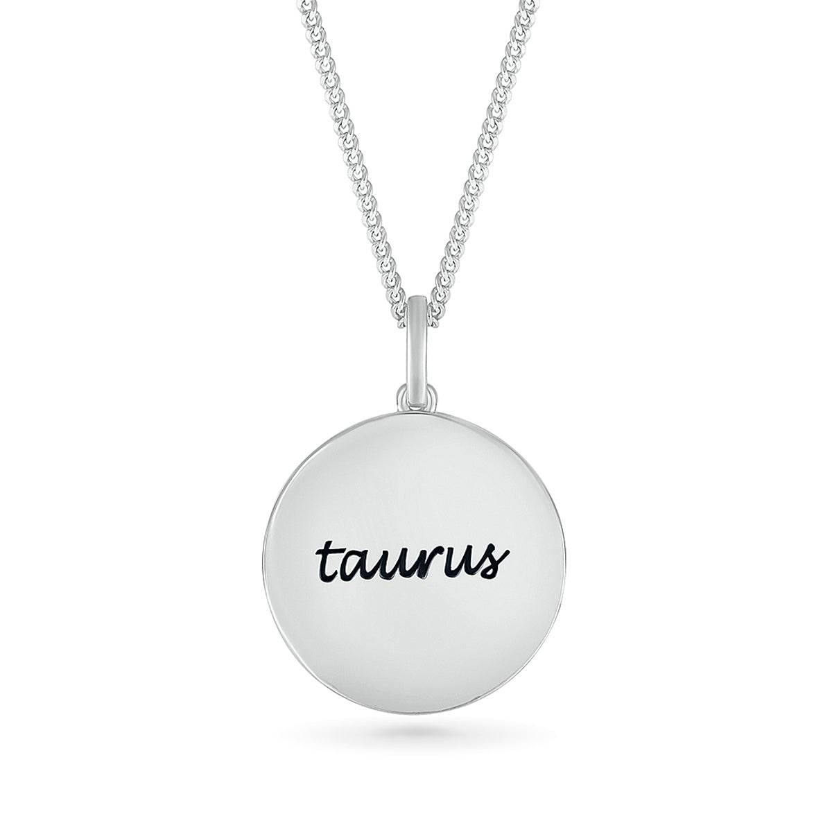 Diamond Accent Taurus Zodiac Disc Pendant in Sterling Silver front view