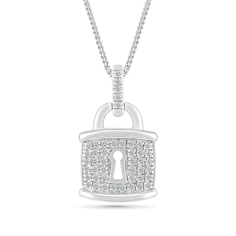 1/6 ct. tw. Diamond Lock Pendant in Sterling Silver