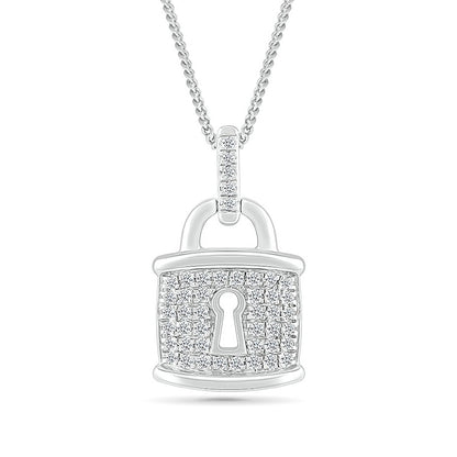 1/6 ct. tw. Diamond Lock Pendant in Sterling Silver