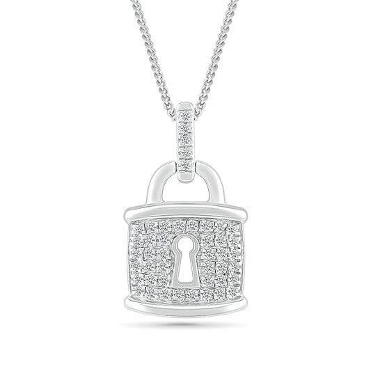 1/6 ct. tw. Diamond Lock Pendant in Sterling Silver