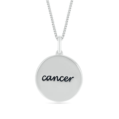 Diamond Accent Cancer Zodiac Disc Pendant in Sterling Silver front view