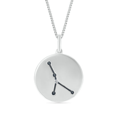 Diamond Accent Cancer Zodiac Disc Pendant in Sterling Silver