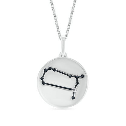Diamond Accent Gemini Zodiac Disc Pendant in Sterling Silver