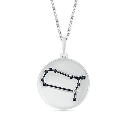 Diamond Accent Gemini Zodiac Disc Pendant in Sterling Silver