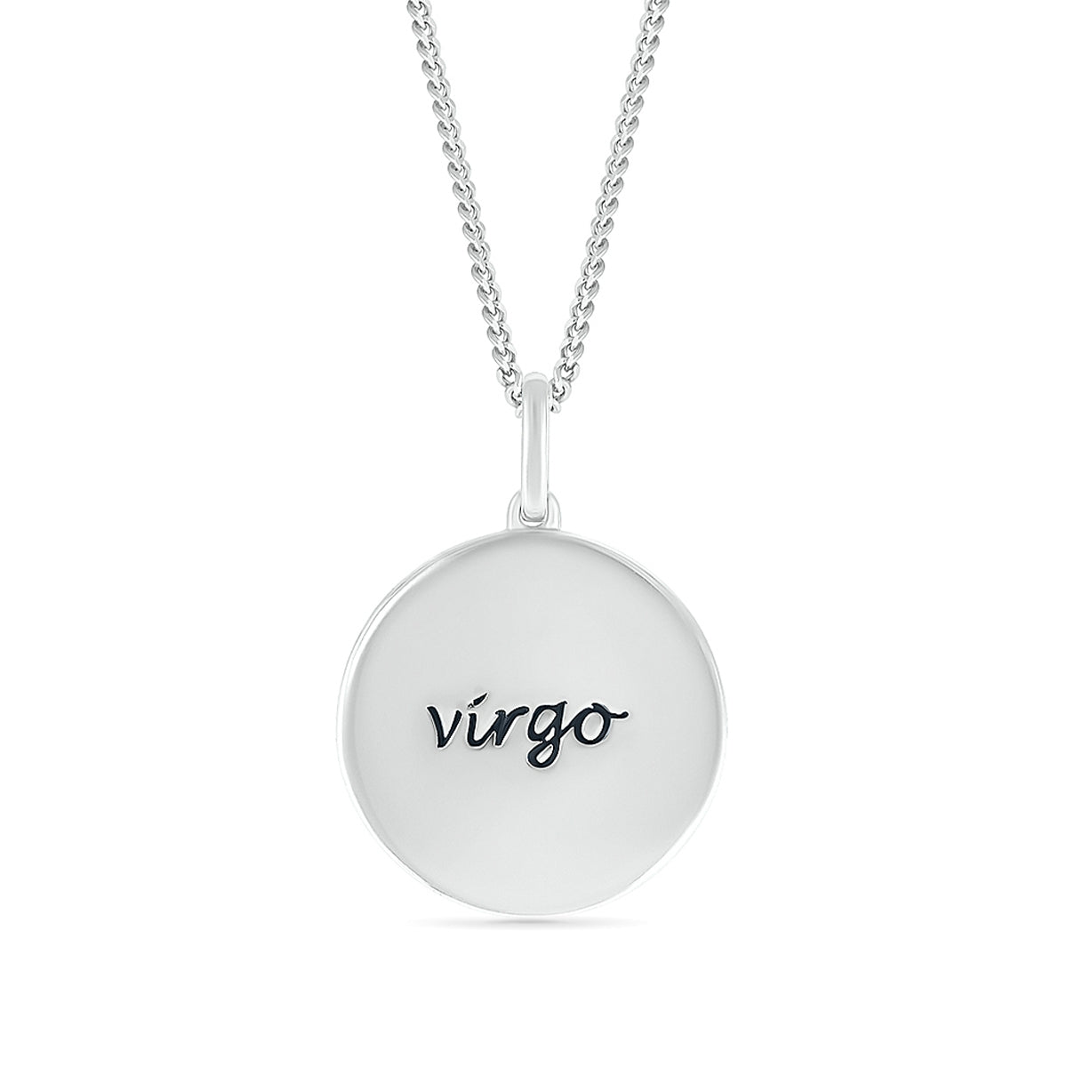 Diamond Accent Virgo Zodiac Disc Pendant in Sterling Silver front view