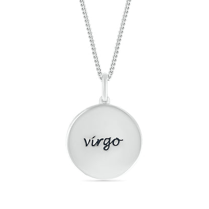 Diamond Accent Virgo Zodiac Disc Pendant in Sterling Silver front view