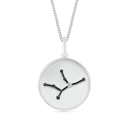 Diamond Accent Virgo Zodiac Disc Pendant in Sterling Silver