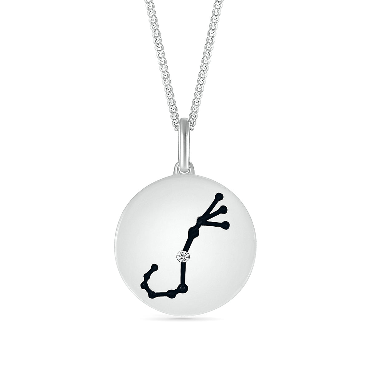 Diamond Accent Scorpio Zodiac Disc Pendant in Sterling Silver
