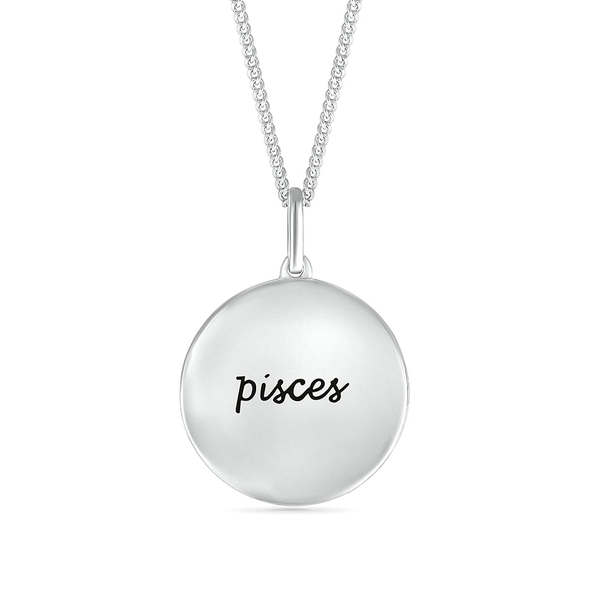 Diamond Accent Pisces Zodiac Disc Pendant in Sterling Silver front view