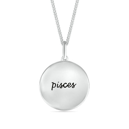 Diamond Accent Pisces Zodiac Disc Pendant in Sterling Silver front view