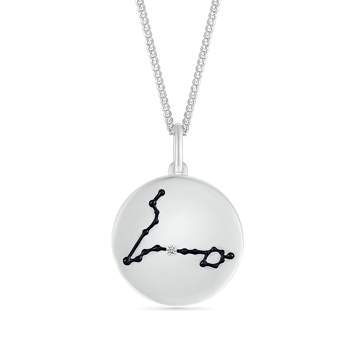 Diamond Accent Pisces Zodiac Disc Pendant in Sterling Silver