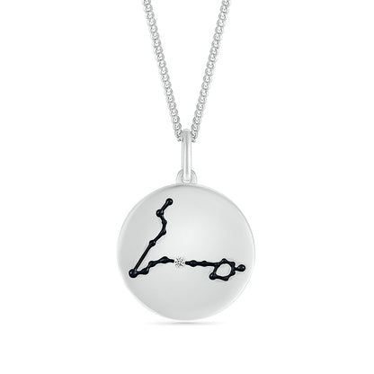 Diamond Accent Pisces Zodiac Disc Pendant in Sterling Silver