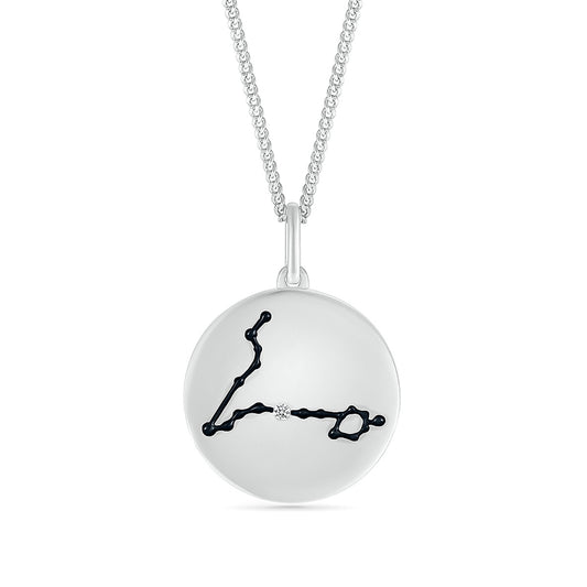 Diamond Accent Pisces Zodiac Disc Pendant in Sterling Silver
