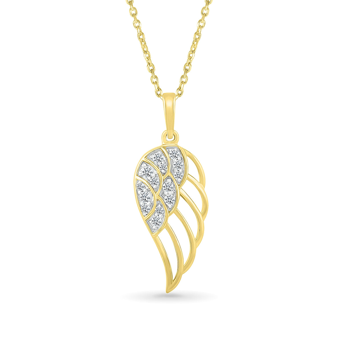 1/10 ct. tw. Diamond Petite Wing Pendant in 10K Yellow Gold