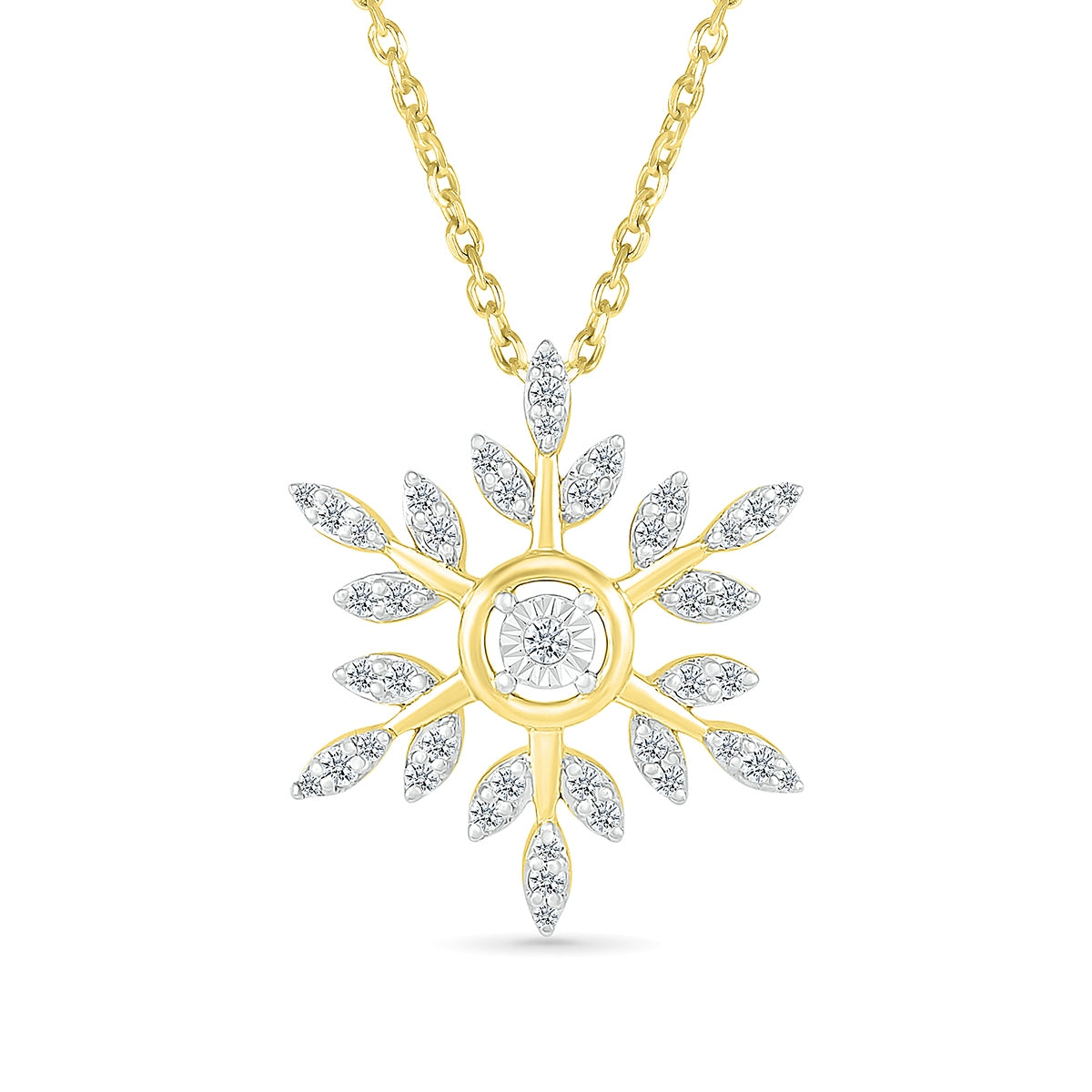 1/5 ct. tw. Diamond Snowflake Pendant in 10K Yellow Gold