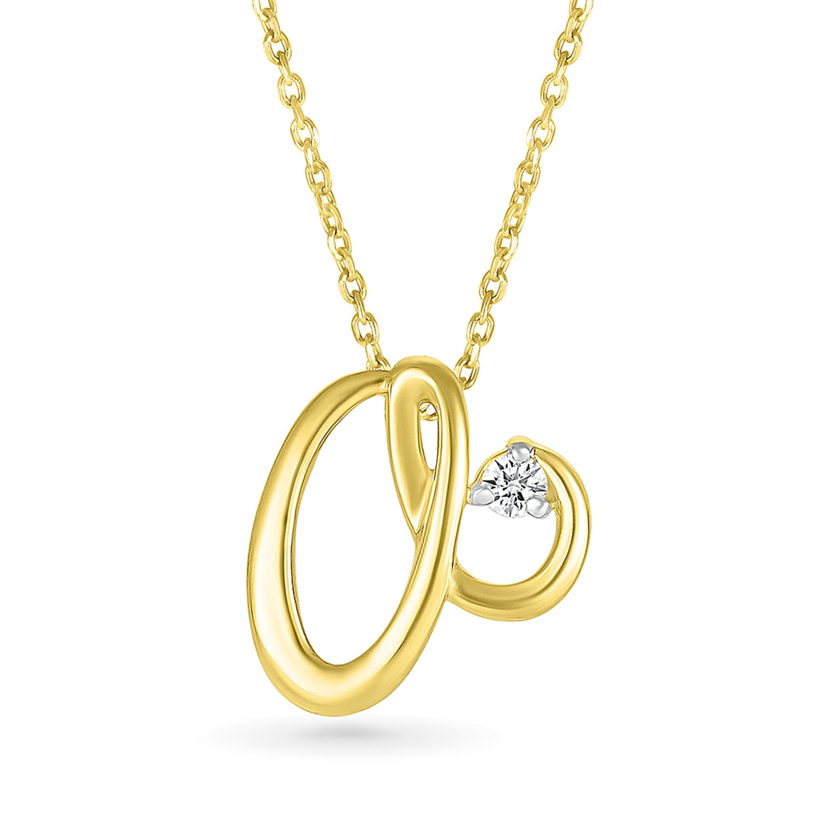 Diamond Accent Lowercase Cursive Initial A Pendant in 10K Yellow Gold