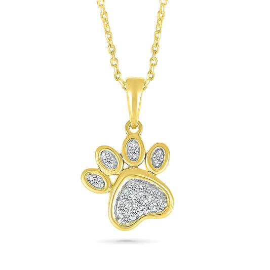 1/10 ct. tw. Diamond Paw Print Pendant in 10K Yellow Gold