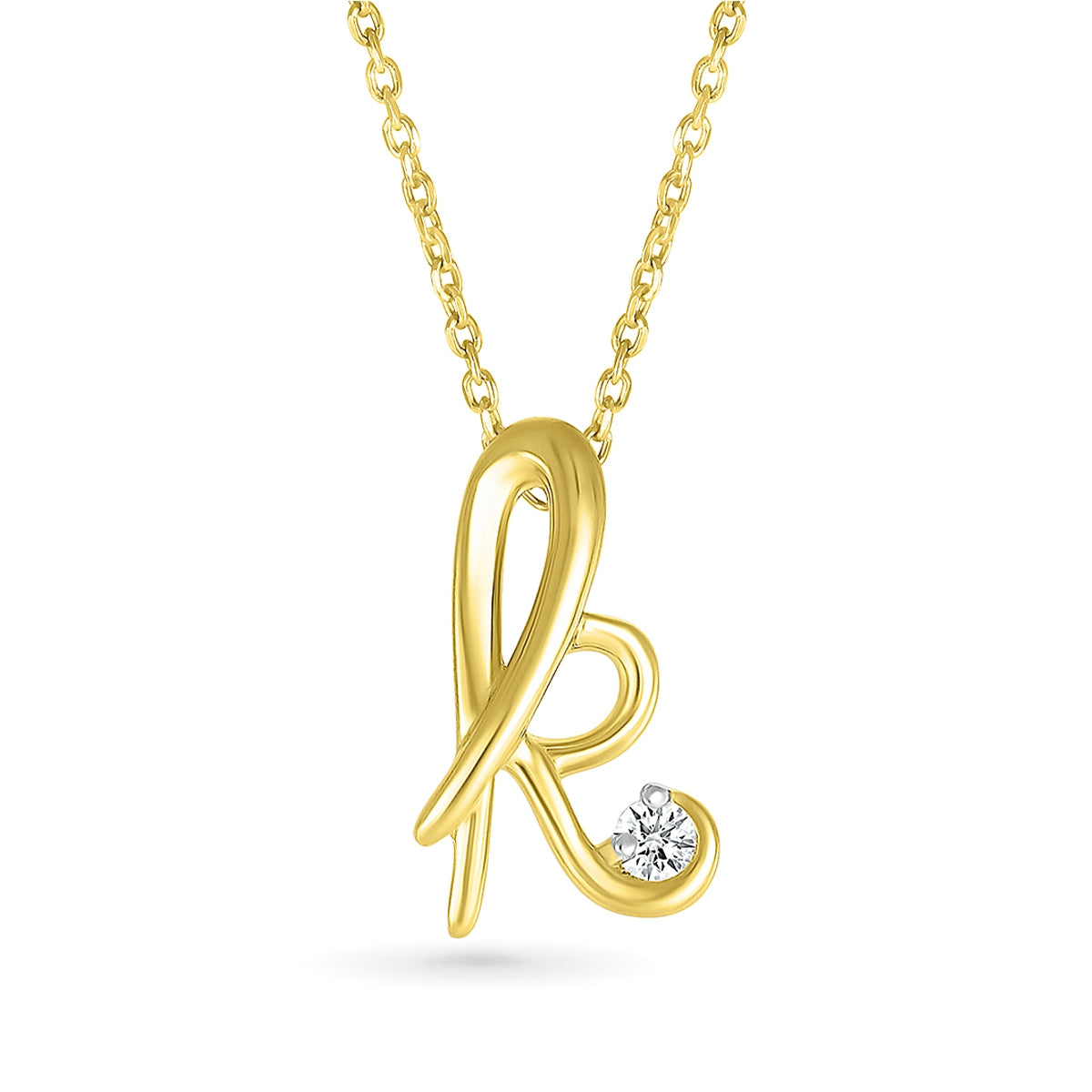 Diamond Accent Lowercase Cursive Initial K Pendant in 10K Yellow Gold