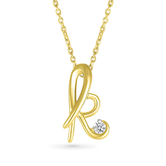 Diamond Accent Lowercase Cursive Initial K Pendant in 10K Yellow Gold