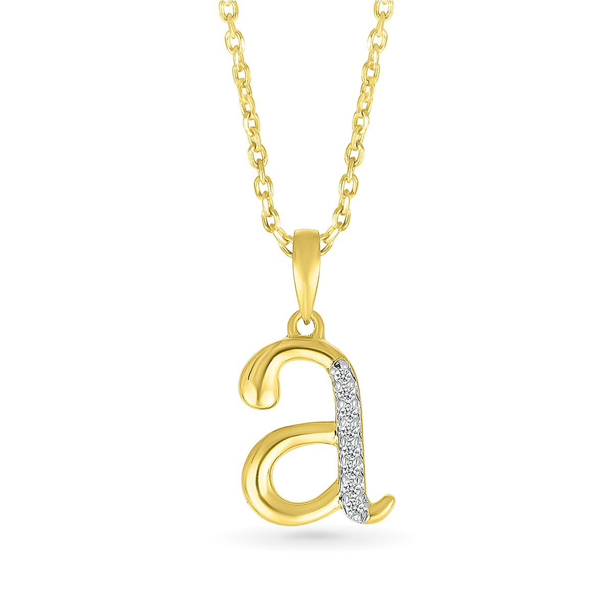 Diamond Accent Lowercase Initial A Pendant in 10K Yellow Gold